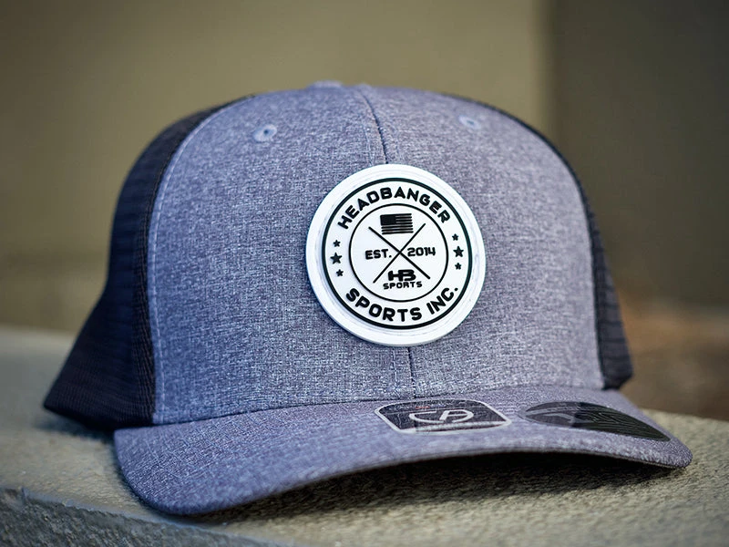 Headbanger Exclusive Flexfit Snapback Hat: Grey With White Circle Badge - Image 3