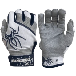2022 Spiderz PRO Model Batting Gloves: White/Navy Blue