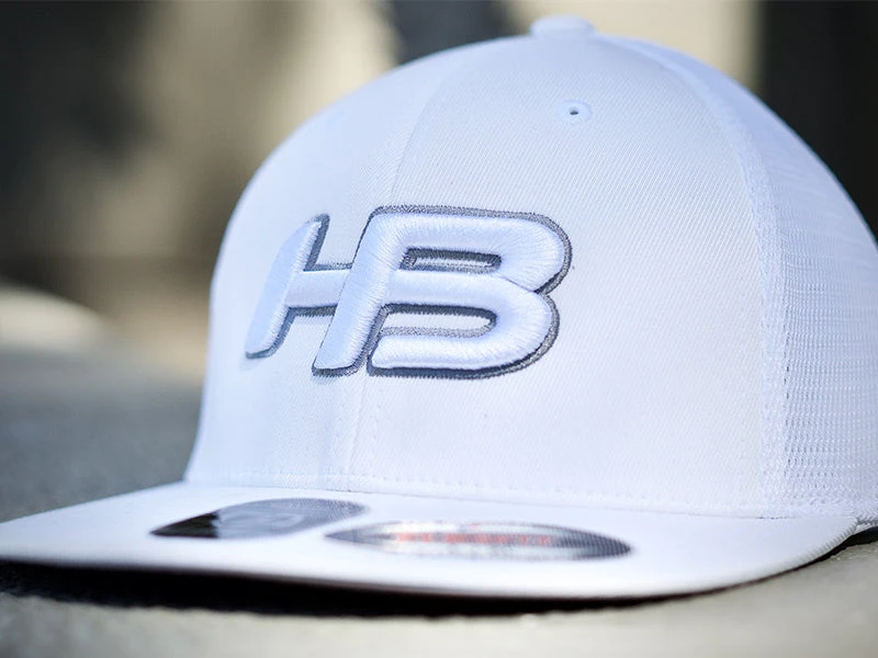 Headbanger Sports I8501 Cap America Flexfit Performance Trucker Mesh Back Hat: Whiteout - Image 2