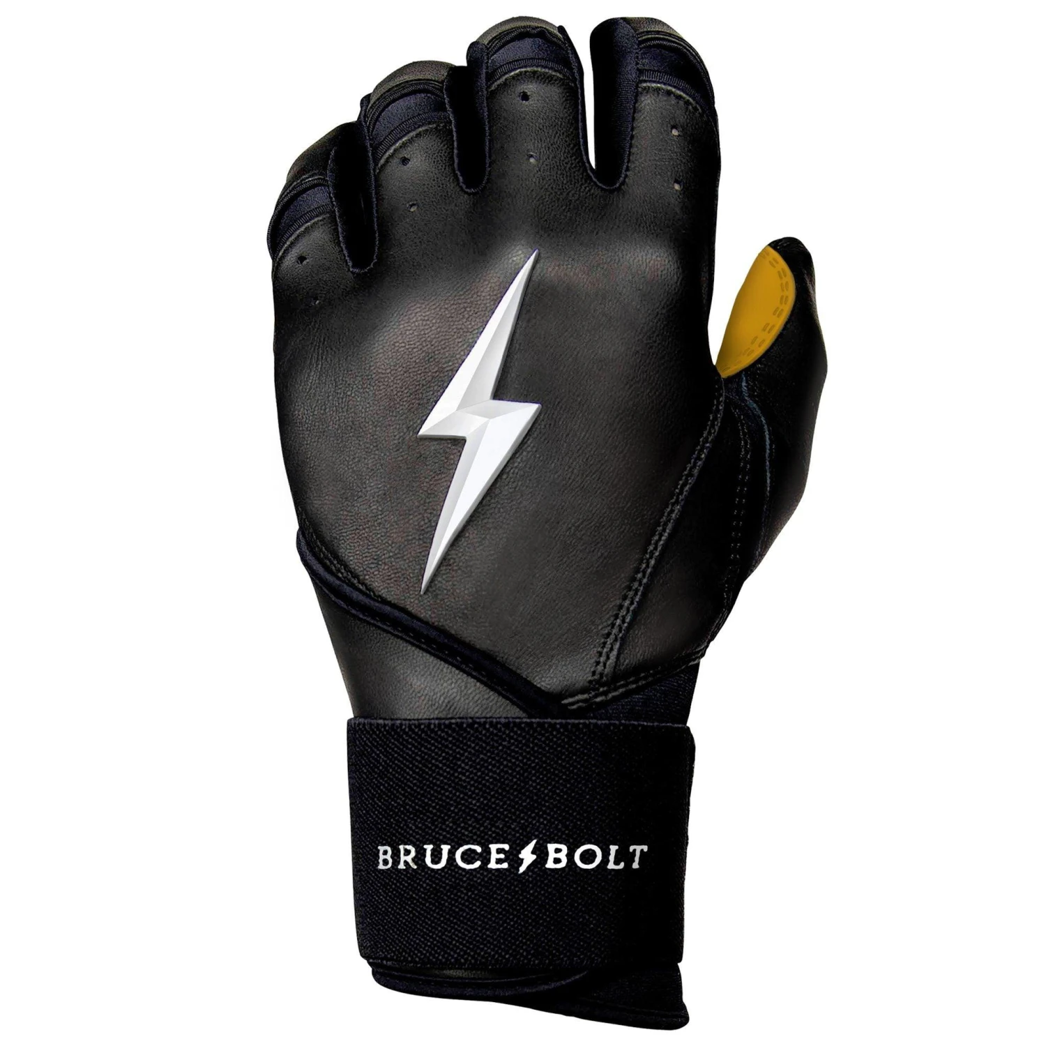 Bruce Bolt PREMIUM PRO Long Cuff Batting Gloves: Black - Image 6