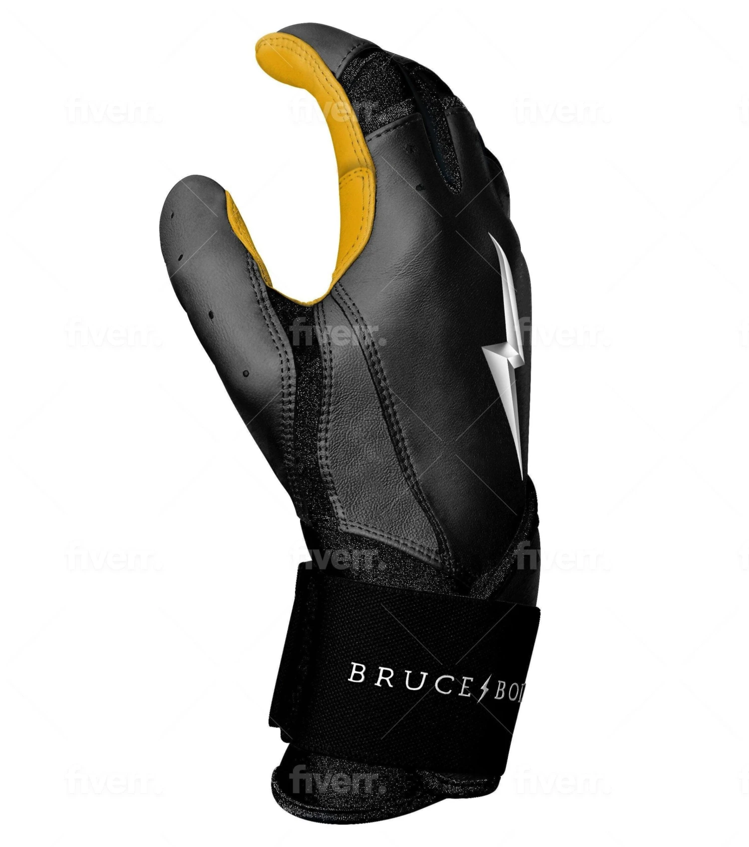 Bruce Bolt PREMIUM PRO Long Cuff Batting Gloves: Black - Image 9