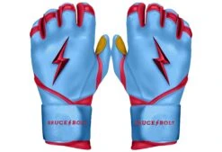 Bruce Bolt PREMIUM PRO BADER Series Long Cuff Batting Gloves: Baby Blue
