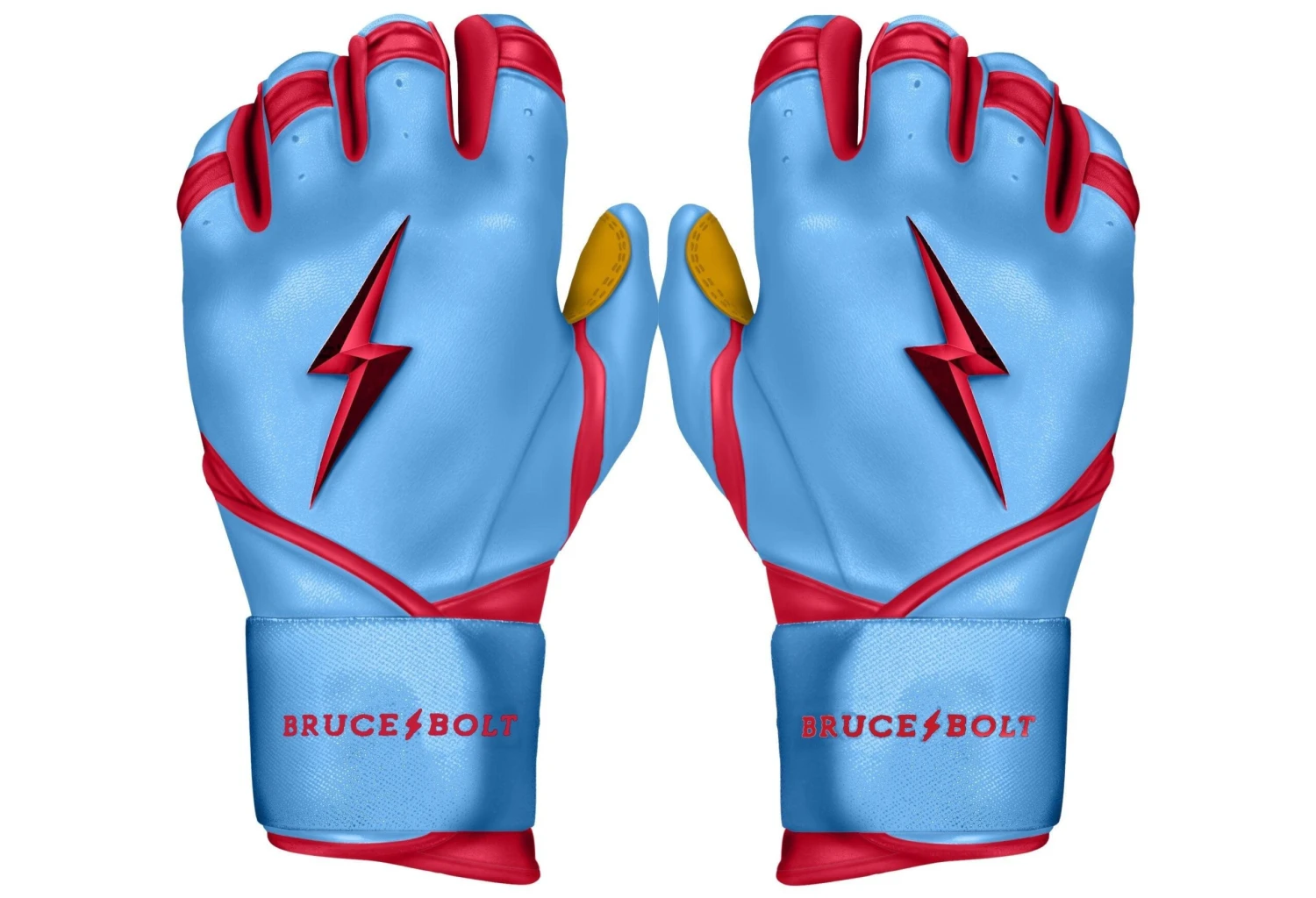 Bruce Bolt PREMIUM PRO BADER Series Long Cuff Batting Gloves: Baby Blue