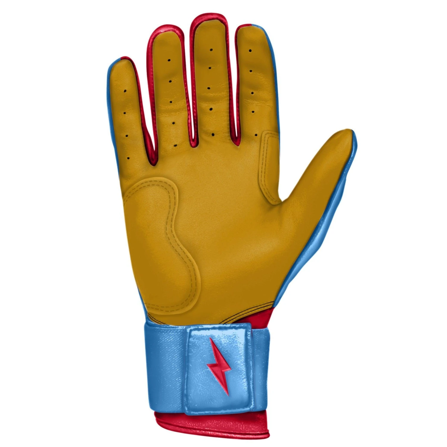 Bruce Bolt PREMIUM PRO BADER Series Long Cuff Batting Gloves: Baby Blue - Image 3