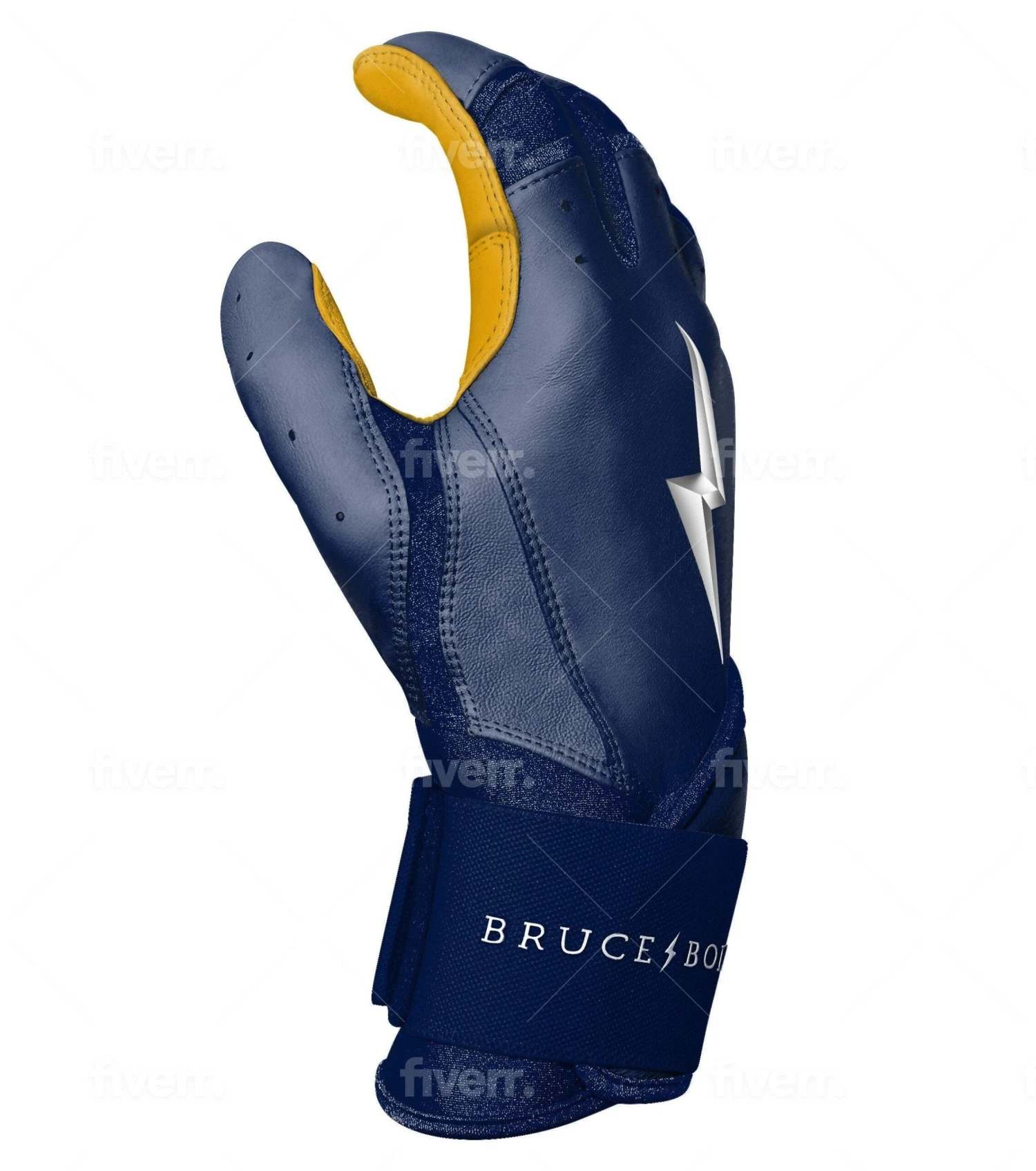 Bruce Bolt PREMIUM PRO Long Cuff Batting Gloves: Navy - Image 6