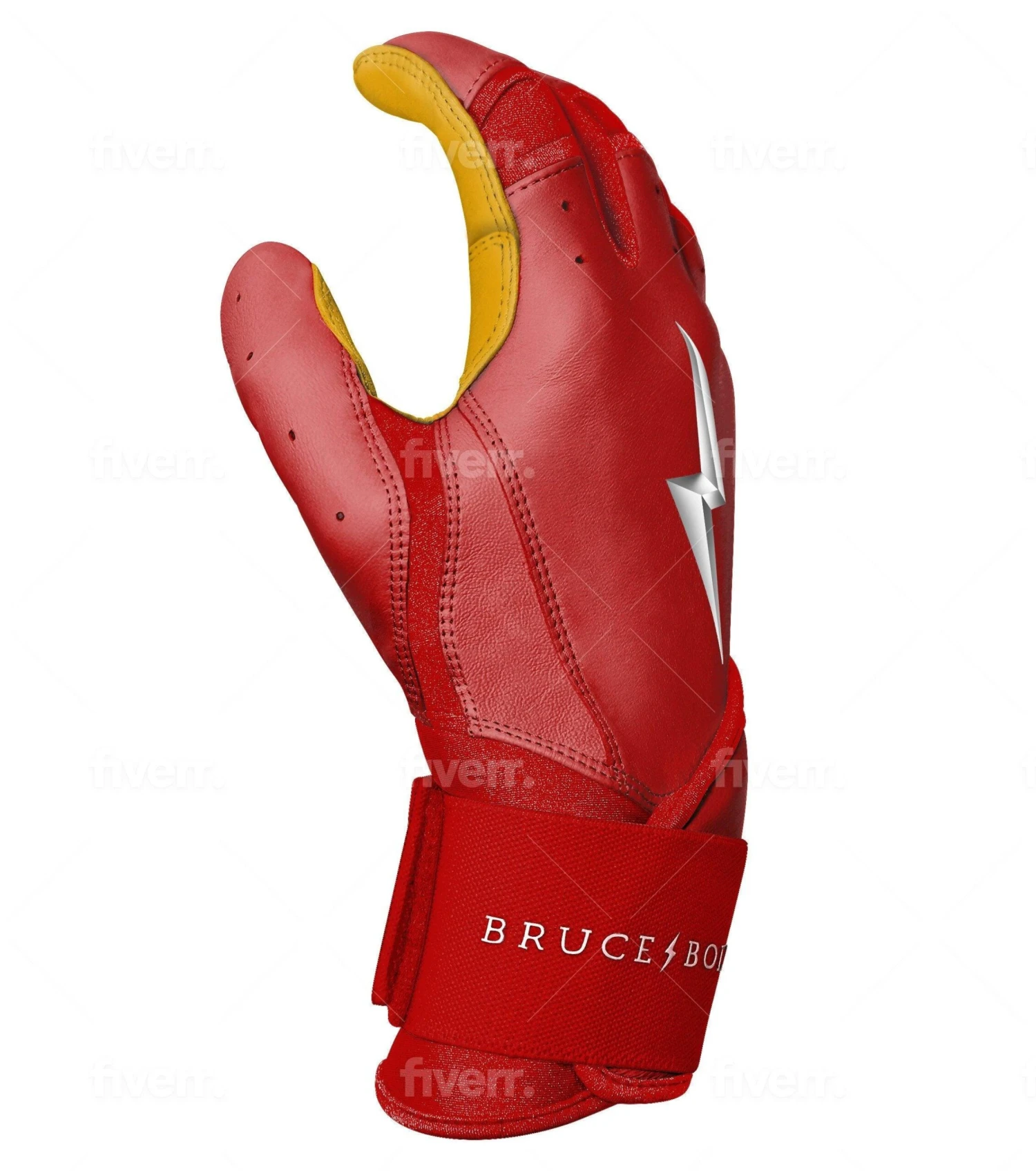 Bruce Bolt PREMIUM PRO Long Cuff Batting Gloves: Red - Image 6