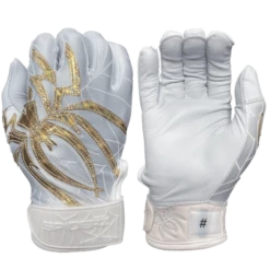 2022 Spiderz PRIZM Batting Gloves: White/Gold