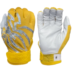 2022 Spiderz PRIZM Batting Gloves: Yellow/Silver
