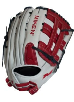 Miken Pro Series 14β³ Slow Pitch Fielding Glove β White/Scarlet/Navy: PRO140WSN