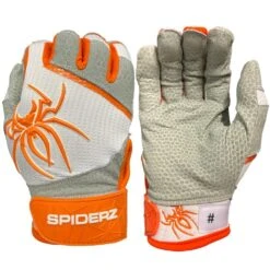 2022 Spiderz PRO Model Batting Gloves: White/Orange