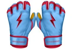 Bruce Bolt PREMIUM PRO BADER Series Short Cuff Batting Gloves: Baby Blue