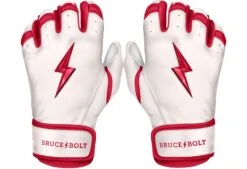 Bruce Bolt PREMIUM PRO BADER Series Short Cuff Batting Gloves: White