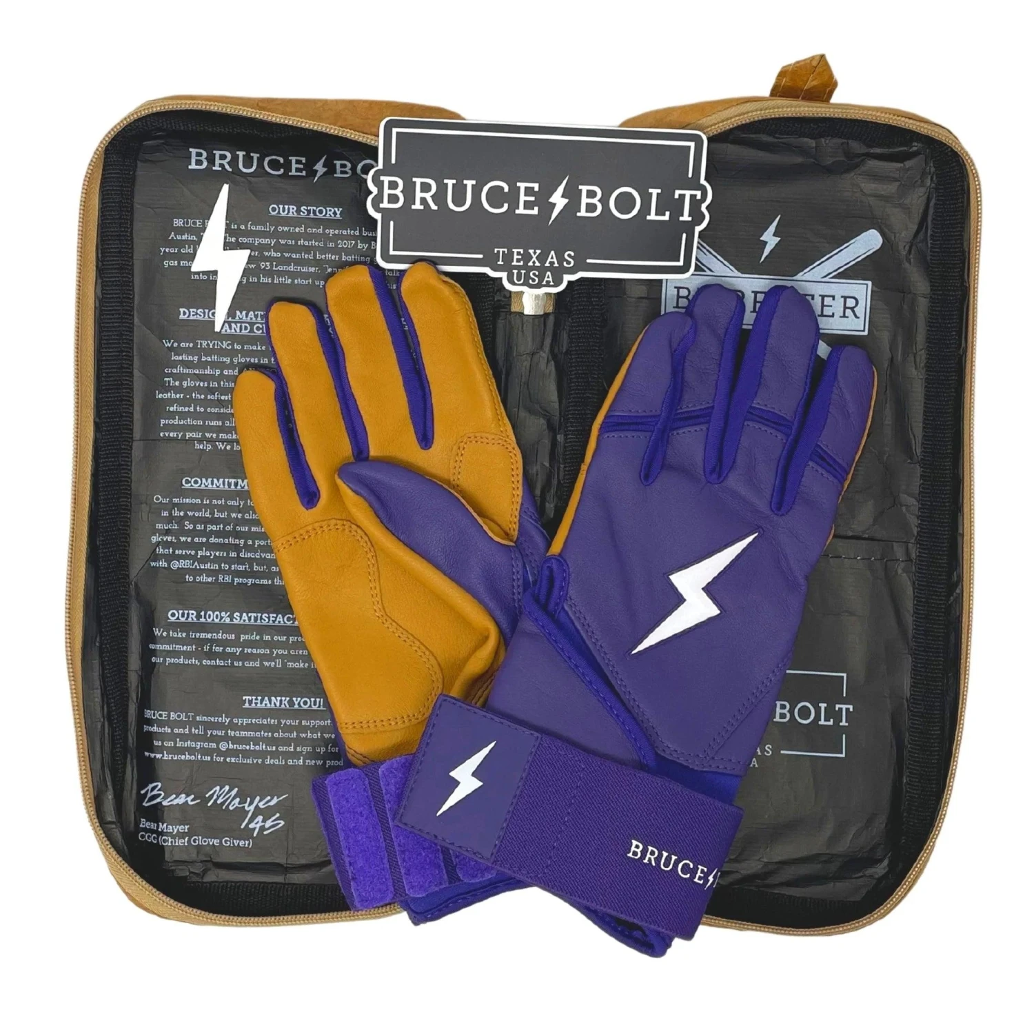 Bruce Bolt PREMIUM PRO Long Cuff Batting Gloves: Purple - Image 5