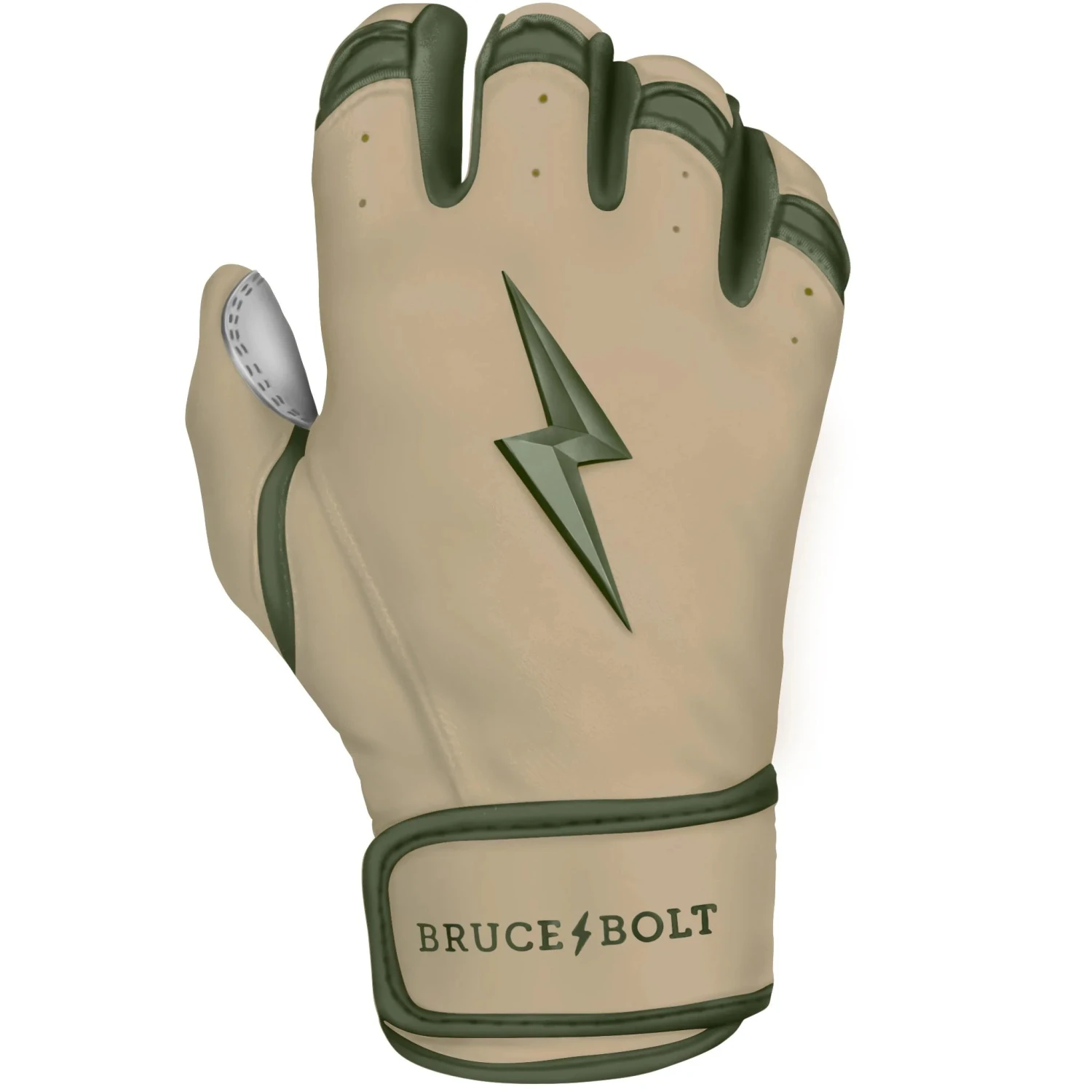 Bruce Bolt Premium Pro Military Series Short Cuff Batting Gloves: Beige - Image 2